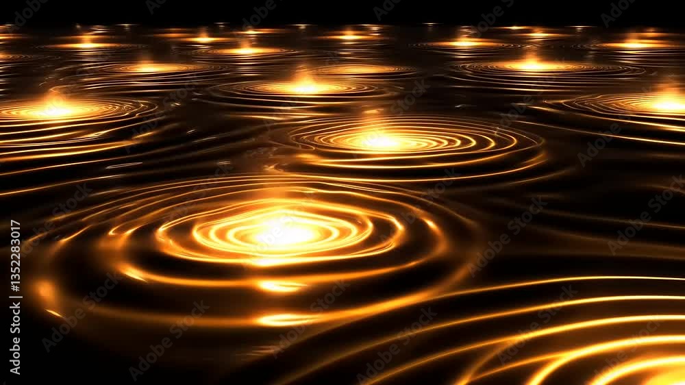 Golden ripples on a dark surface, creating a serene atmosphere with light reflections and depth Golden ripples on a dark surface, creating a serene atmosphere with light reflections and depth