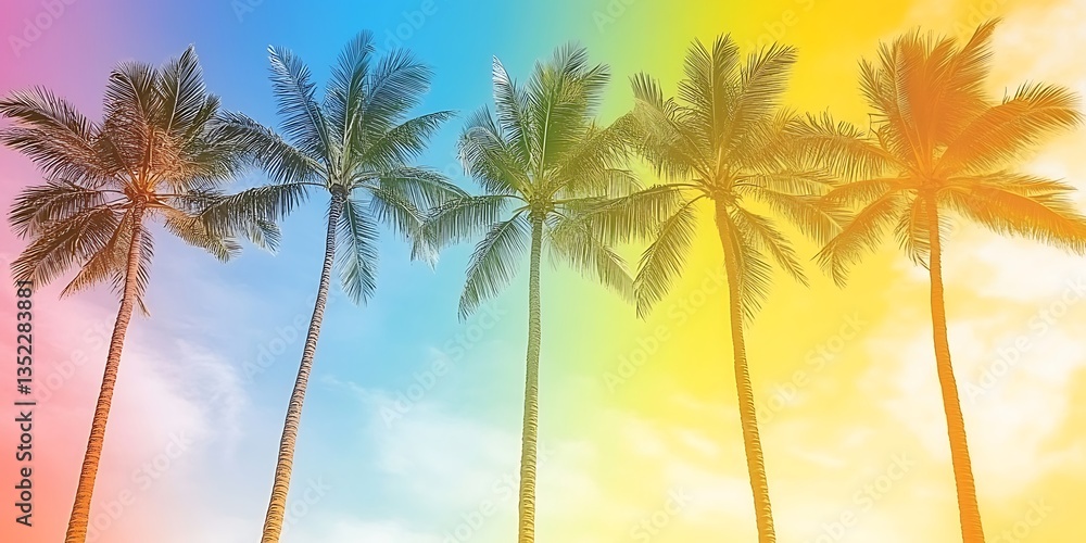 Fototapeta premium Colorful Palm Trees Sky.