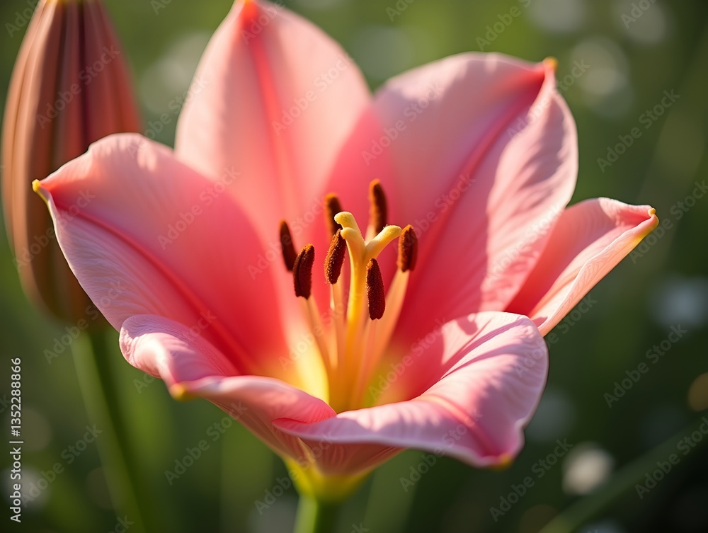 Magnificent Pink Lily Close-Up in Soft Light for Nature Lovers and Floral Designers Magnificent Pink Lily Close-Up in Soft Light for Nature Lovers and Floral Designers