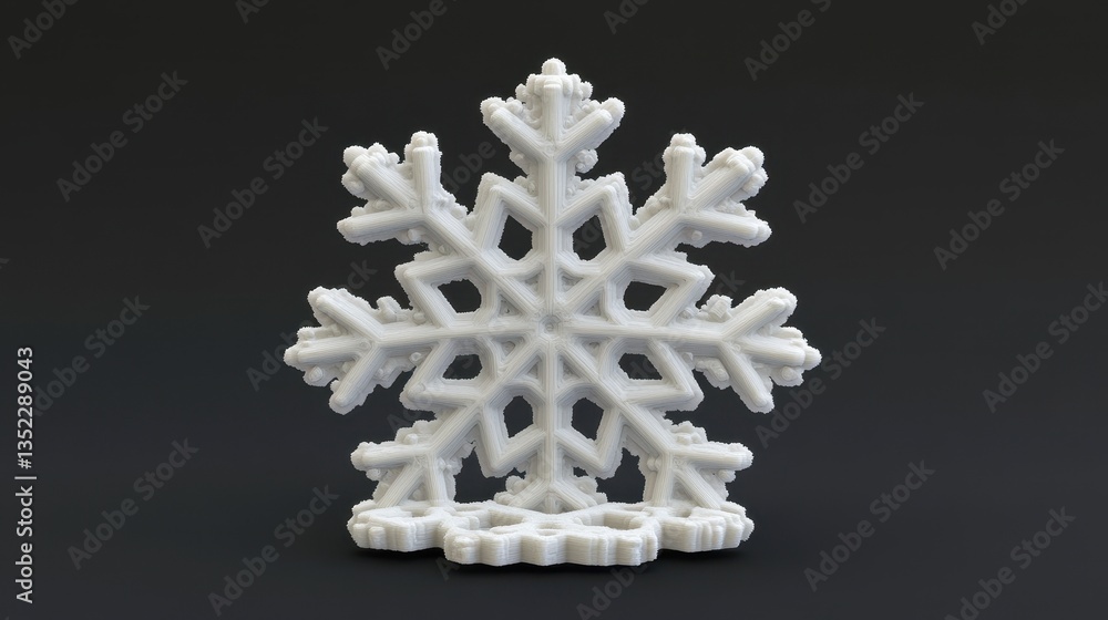 A detailed closeup of a white snowflake on black background A detailed closeup of a white snowflake on black background