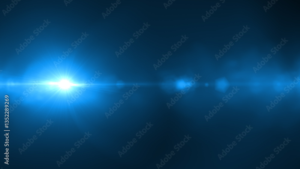 Fototapeta premium abstract blur blue light.The star burst with brilliance, glow bright star, blue glowing light burst on a black background 