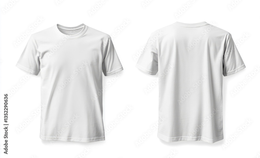 Naklejka premium Blank white t-shirt mockup, front and back view, perfect for design previews