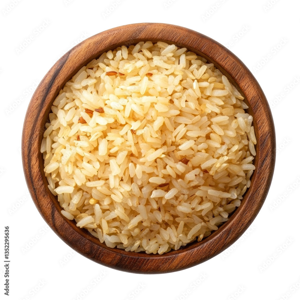 rice in a wooden bowl rice in a wooden bowl