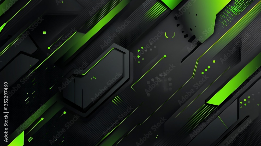 Abstract Dark Green and Black Geometric Tech Background Abstract Dark Green and Black Geometric Tech Background