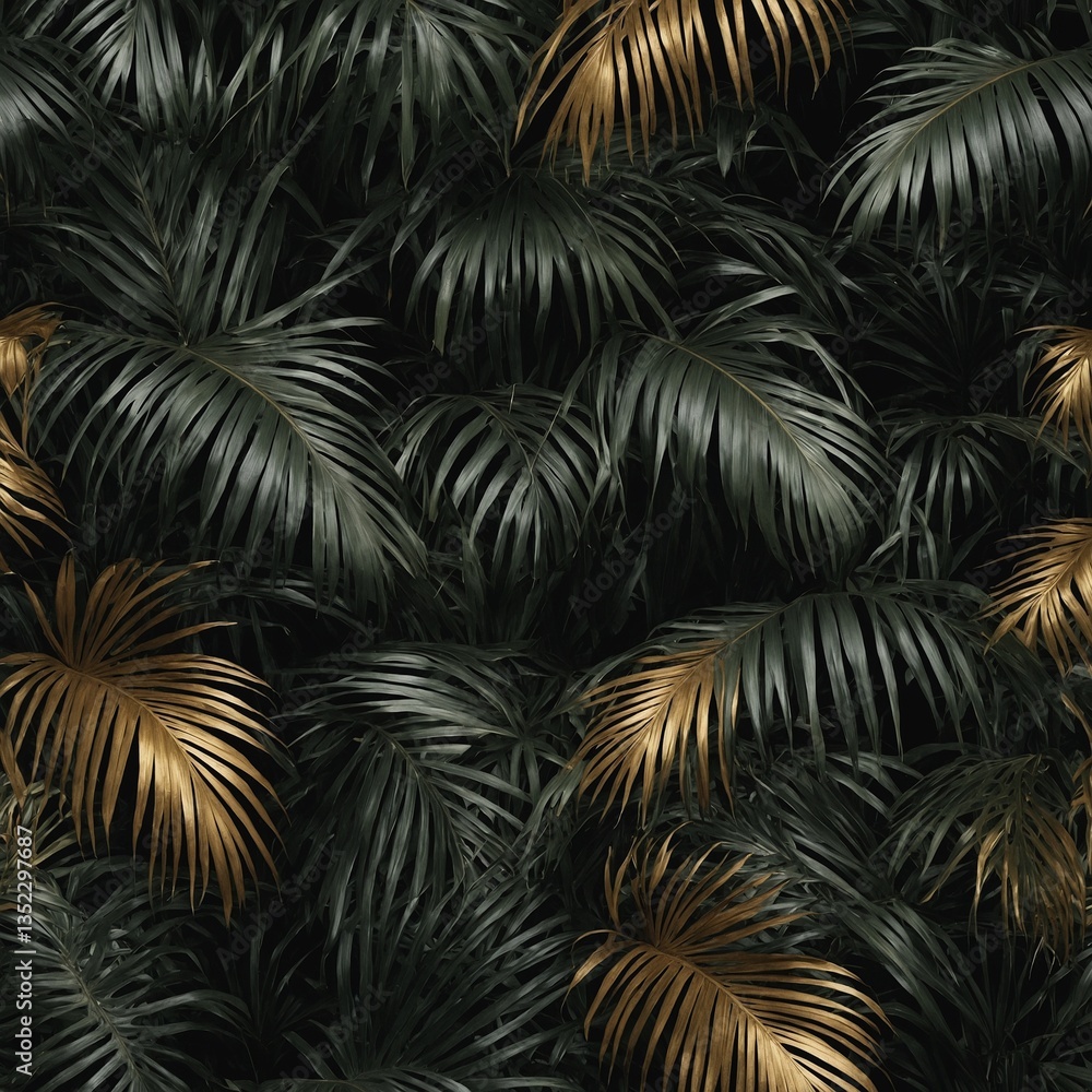 A dark and elegant palm leaf wallpaper with subtle golden highlights and a horizontal text area. A dark and elegant palm leaf wallpaper with subtle golden highlights and a horizontal text area.