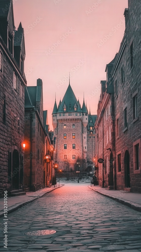 Fototapeta premium Quaint City Alley at Sunrise