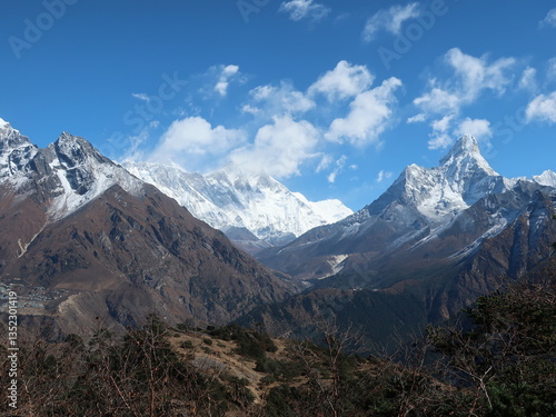 Snowy peak of Ama Dablam mountain
