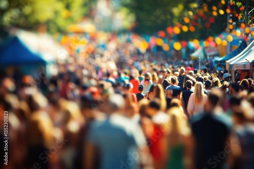 Wallpaper Mural Festival crowd in tilt-shift style and vibrant colors with copy space Torontodigital.ca