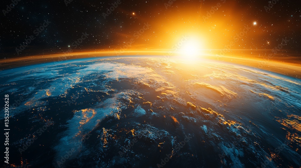 Fototapeta premium Earth Sunrise Planet Space Sun Clouds Atmosphere