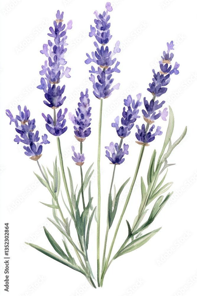 Naklejka premium A watercolor painting depicting a beautiful arrangement of lavender flowers