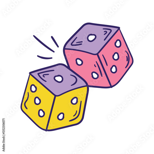 Dices  color doodle icon with white background vector stock illustration