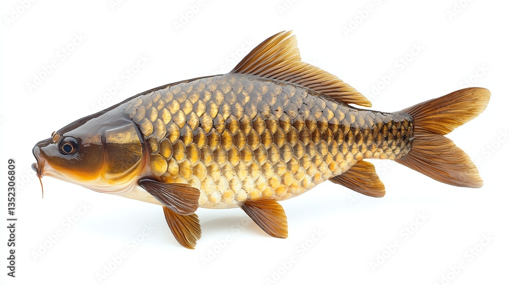 Common carp on White background Common carp on White background