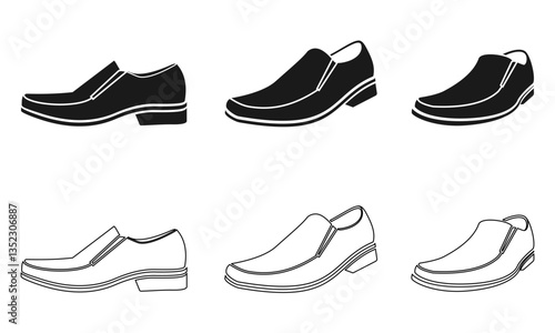 men's loafers icon set vector illustration isolated on white background.