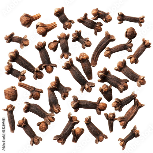 cloves flying on  a transparent background 