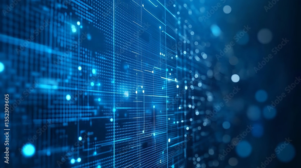 Digital Technology Background with Blue Dots and Data Connections Digital Technology Background with Blue Dots and Data Connections