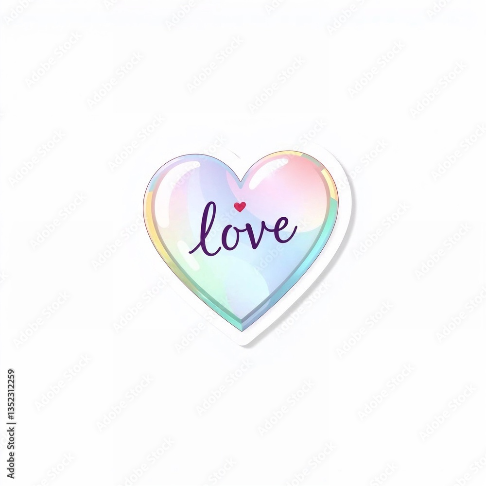 Sticker - heart with pastel rainbow gradient and the word Sticker - heart with pastel rainbow gradient and the word