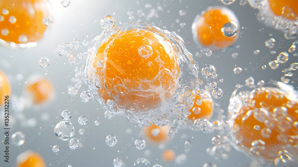 Microscopic Marvel: An abstract macro shot, capturing the essence of spheres in liquid, revealing intricate details and mesmerizing textures. Microscopic Marvel: An abstract macro shot, capturing the essence of spheres in liquid, revealing intricate details and mesmerizing textures.