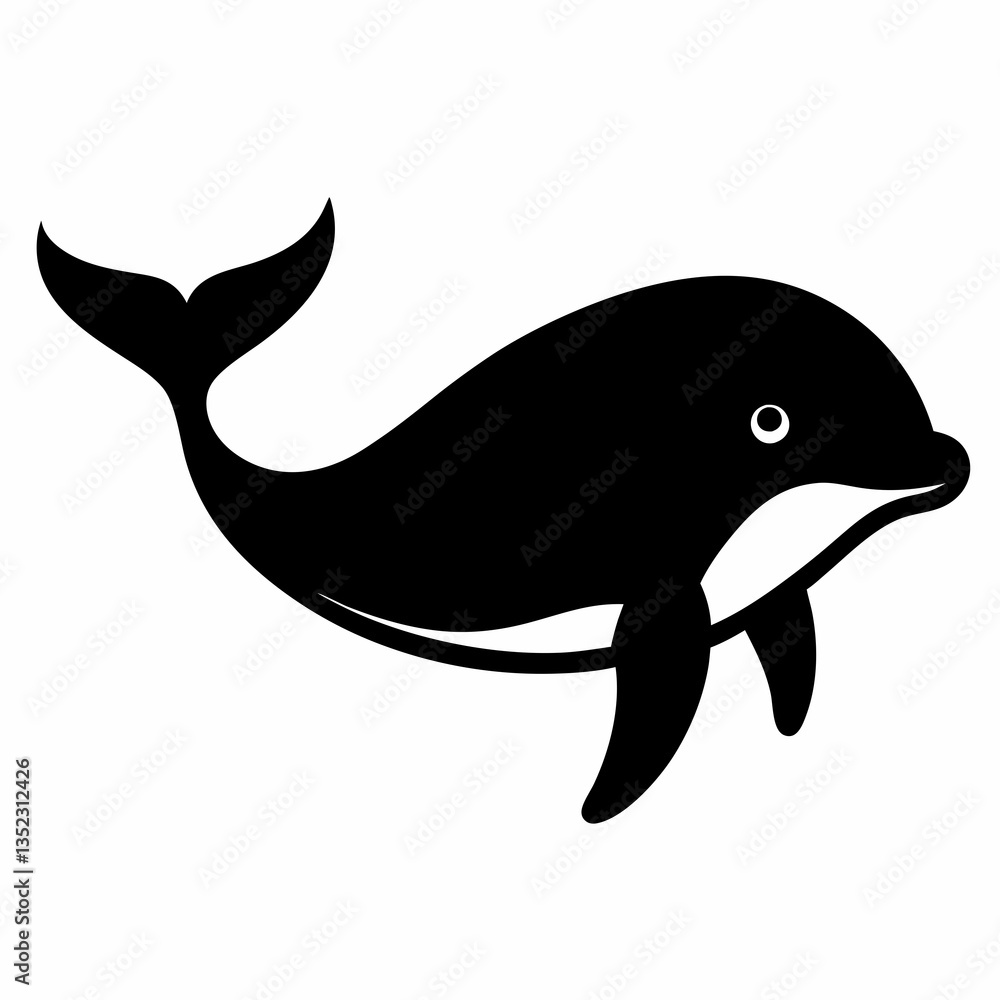 Naklejka premium Clean Whale Vector Silhouette