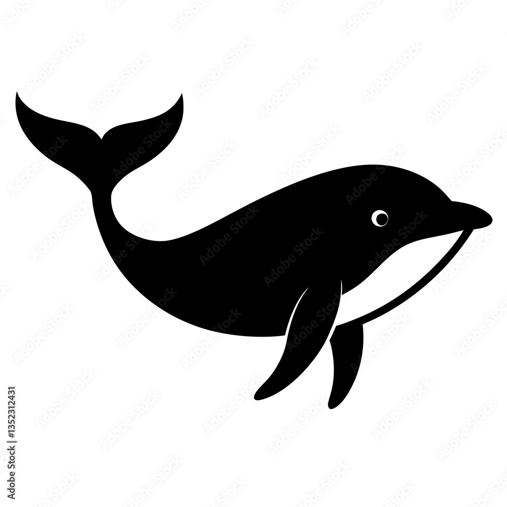 Fototapeta premium Clean Whale Vector Silhouette