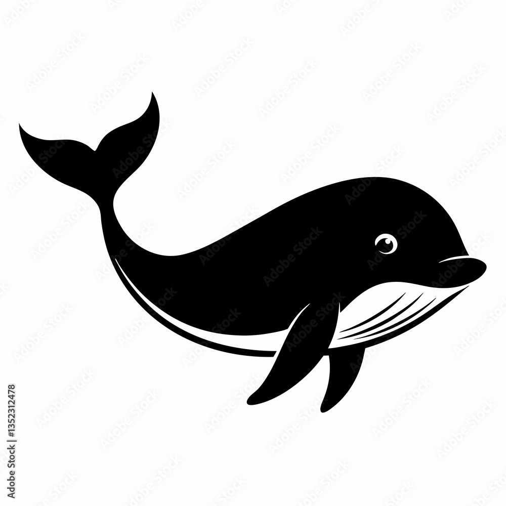 Fototapeta premium Clean Whale Vector Silhouette
