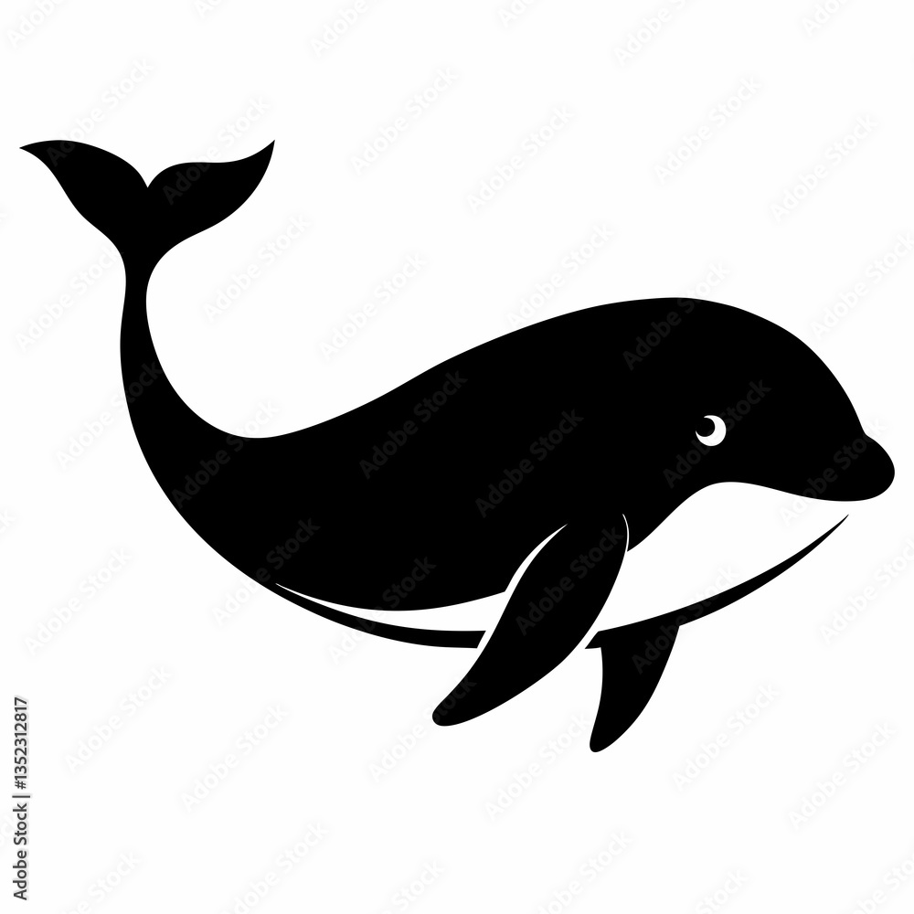 Obraz premium Clean Whale Vector Silhouette