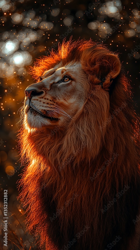 Fototapeta premium Image of a majestic lion, the king of animals, the symbol of the zodiac sign Leo.