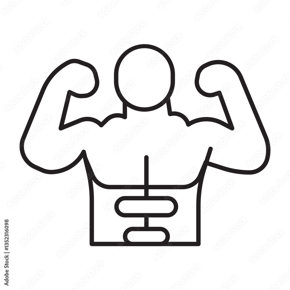 Muscle Flex Vector Line Icon Design Muscle Flex Vector Line Icon Design