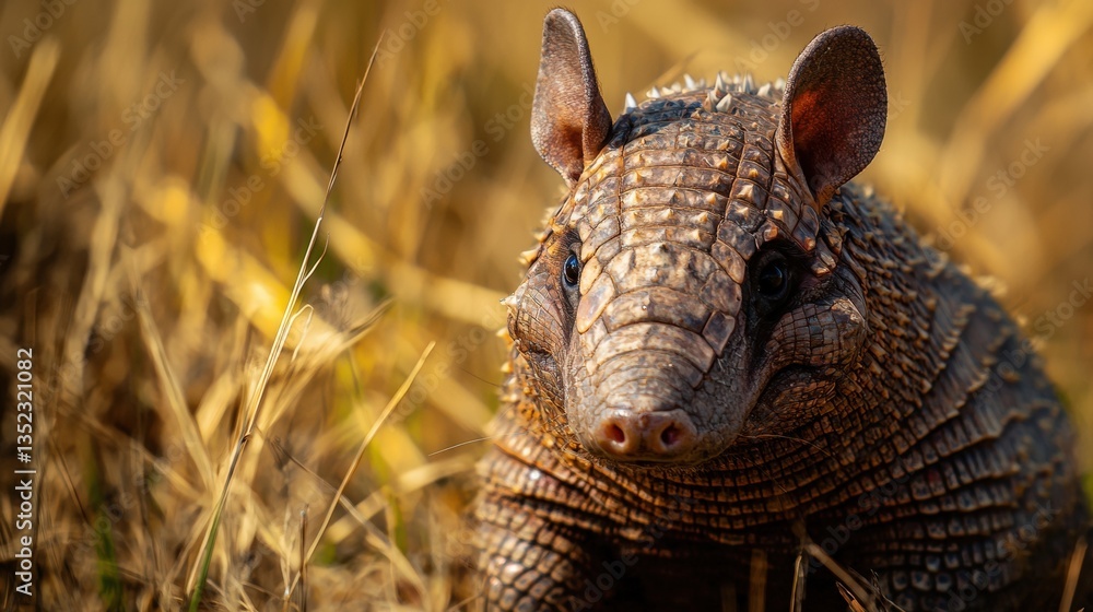 Obraz premium an armadillo standing in tall grass 