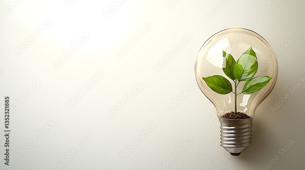 Green plant sprouting inside a clear lightbulb on white background. Green plant sprouting inside a clear lightbulb on white background.
