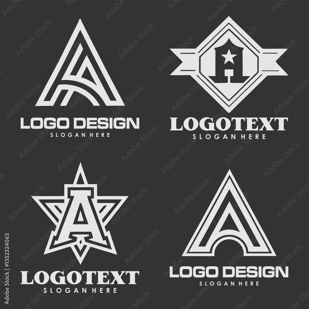 Letter A logo designs with different styles Letter A logo designs with different styles