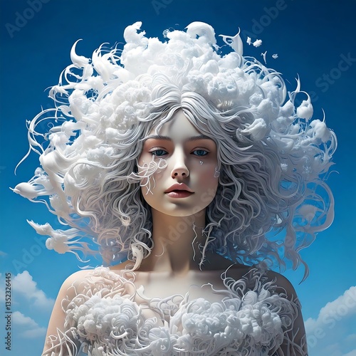 Ethereal Dream: A Girl Born from the Clouds