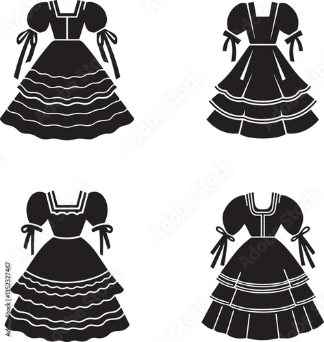 Traditional Dresses Icons for Cultural Celebrations