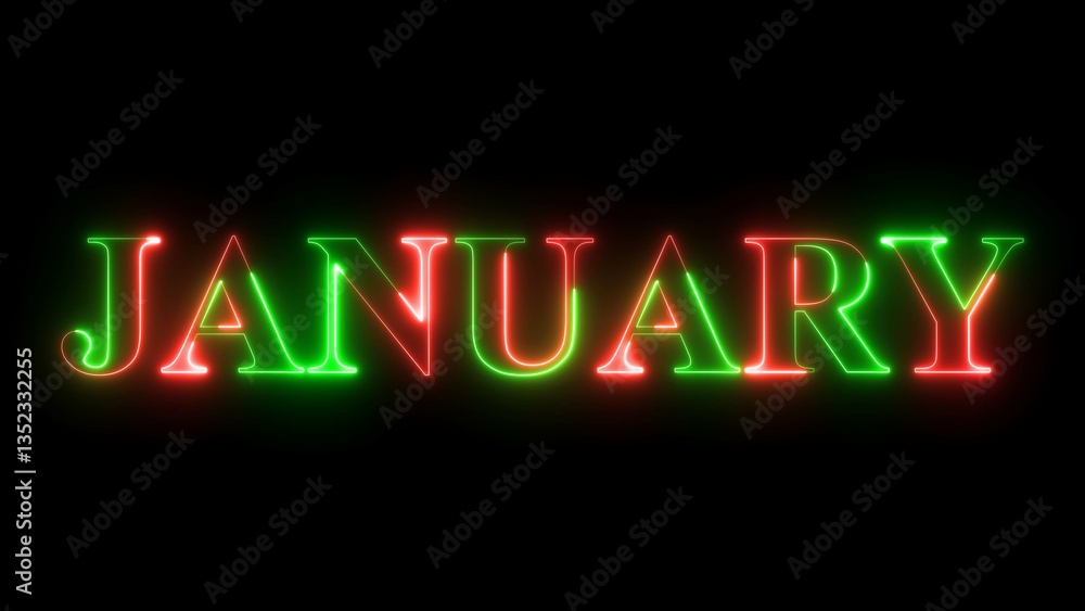 Abstract glowing neon light January month text background illustration. Abstract glowing neon light January month text background illustration.