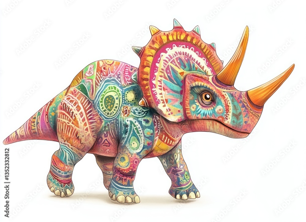 Obraz premium Triceratops full-body side view white background