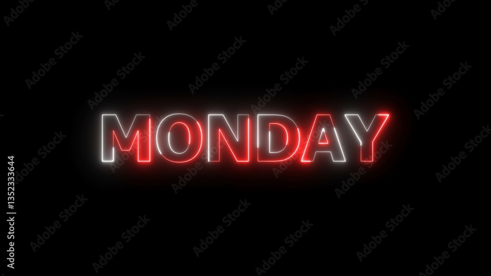 Abstract glowing neon light Monday text background illustration 4k resolution. Abstract glowing neon light Monday text background illustration 4k resolution.