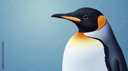 Wallpaper Mural Emperor Penguin Illustration with Graphic Design Style on a Blue Background Torontodigital.ca