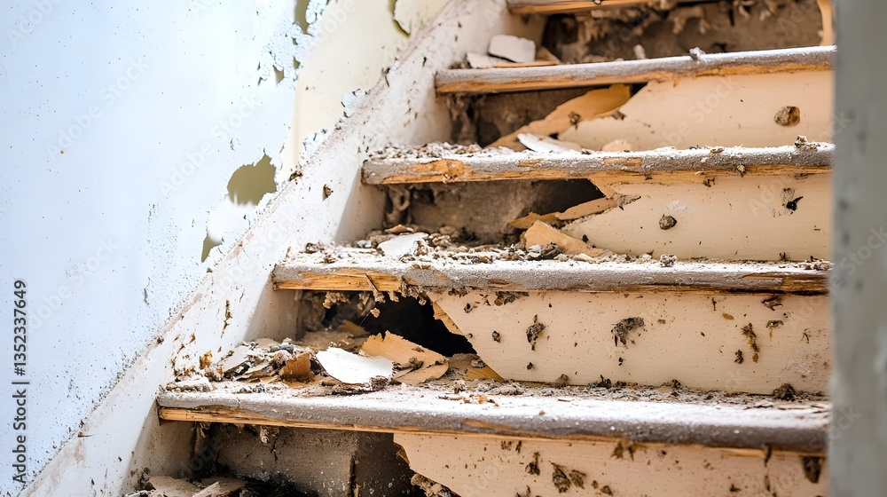 custom made wallpaper toronto digitalTermite-damaged wooden stairs breaking apart due to structural failure