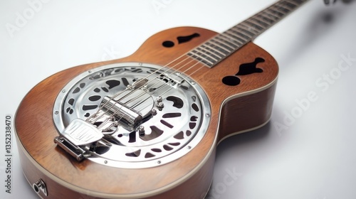 Resonator Guitar on White Background