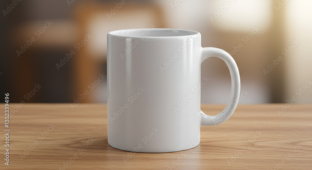 Coffee Mug Mockup on Wooden Table. A realistic coffee mug mockup featuring a white ceramic cup on a wooden surface, perfect for branding and promotional designs Coffee Mug Mockup on Wooden Table. A realistic coffee mug mockup featuring a white ceramic cup on a wooden surface, perfect for branding and promotional designs