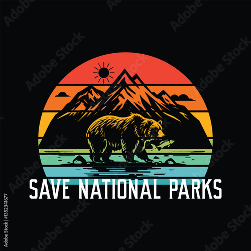 Save National Parks vintage new mountain design
