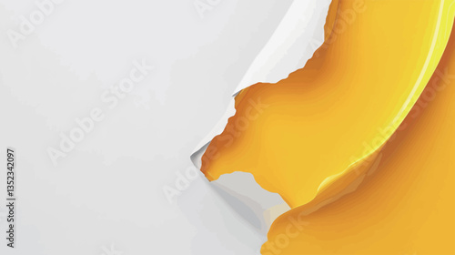 Close-up shot of a vibrant yellow paint stroke on a white background. The paint appears thick and glossy, with visible texture and a dynamic, flowing movement. The edge of the yellow paint reveals