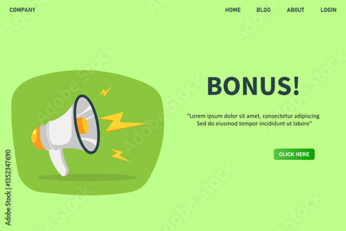 Bonus, banner with megaphone. Bonus speech bubble banner. Vector illustration for retail shopping online marketing template, banner, poster, and background.