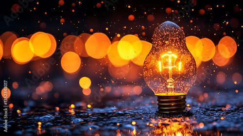 Glowing light bulb illustrating innovation and creativity with cinematic lighting