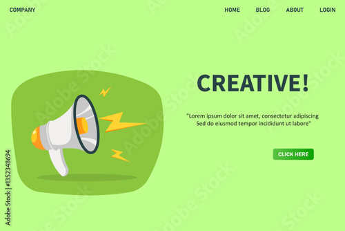 Creative, banner with megaphone. Creative speech bubble banner. Vector illustration for retail shopping online marketing template, banner, poster, and background.