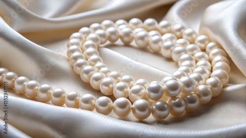 pearl necklace on a white silk
