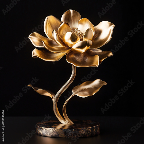 Golden lotus flower sculpture embodying purity, enlightenment, and luxury in artistic craftsmanship