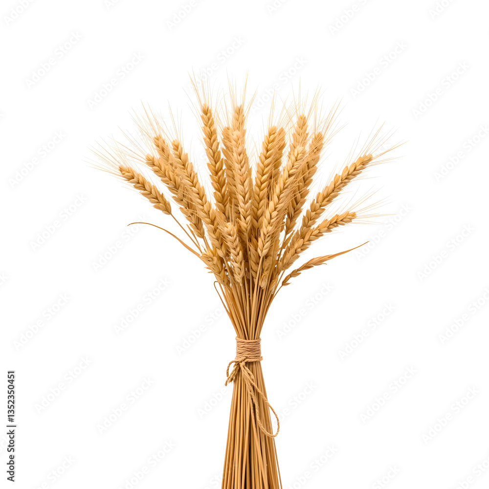 Fototapeta premium Bouquet of Wheat Stalks on White Background