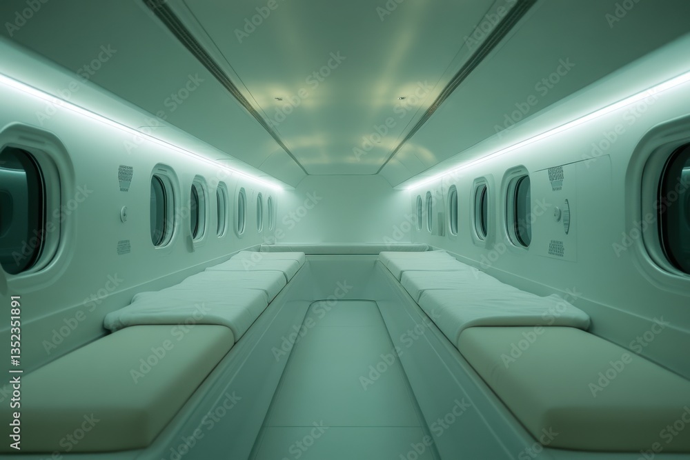 Obraz premium Minimalist futuristic train with natural lighting and negative space below