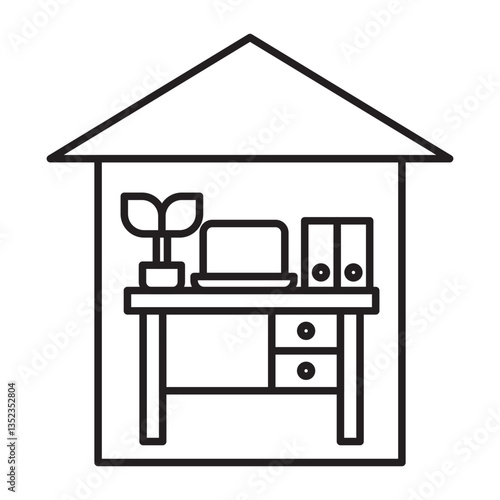 Home Office Decor Vector Line Icon Design