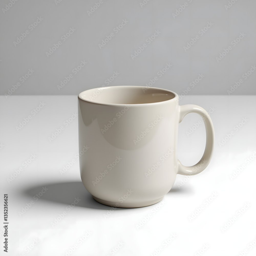 Fototapeta premium Minimalist white mug on plain background